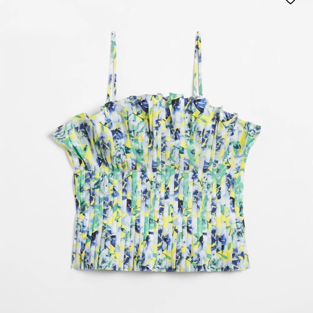 nwt white house black market pleated floral bustier top